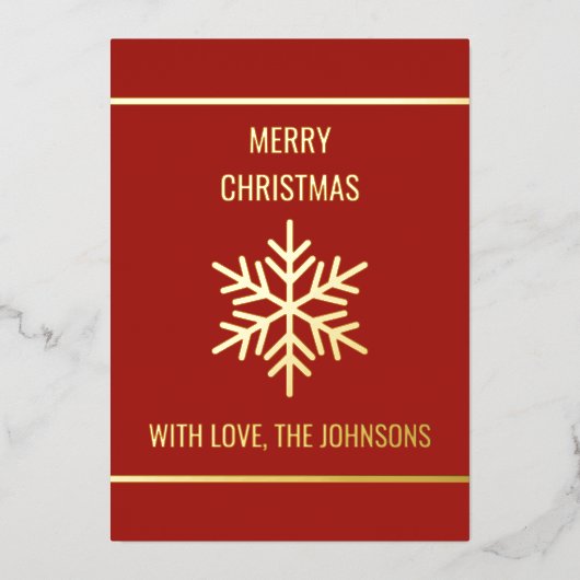 Echte Gold Foil Snowflake Vrolijke Kerst Kaart (Voorkant)