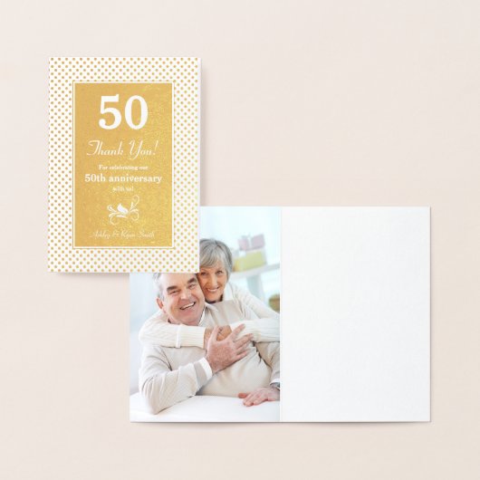 Echte Gold Foil Stippen 50e Jubileum Bedankt Folie Kaarten (Display)
