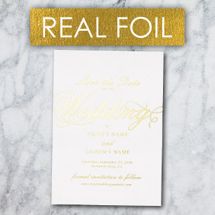 Echte Gold Folie Luxe Witte Huwelijk Save the Date Folie Uitnodiging