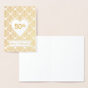 Echte Goud Grote Gatsby Art Deco 50ste verjaardag Folie Kaarten