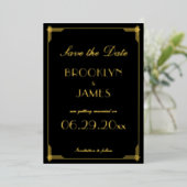 Echte gouden folie Art Deco Sla de datum kaarten (Staand Voorkant)