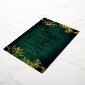 Echte Gouden Folie Bloemen Kant Script Emerald Wed Uitnodiging (Gedraaid)