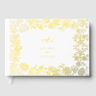 Echte Gouden Folie Elegante Bloemen Botanische Huw Gastenboek