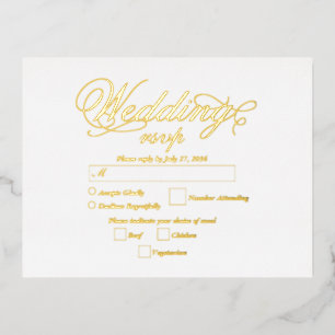 Echte gouden folie Elegante Luxe Witte bruiloft RS Uitnodiging Briefkaart