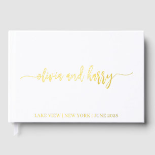 Echte gouden folie Elegante moderne namen Guestboo Gastenboek