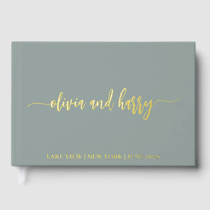 Echte gouden folie Elegante moderne namen Guestboo Gastenboek