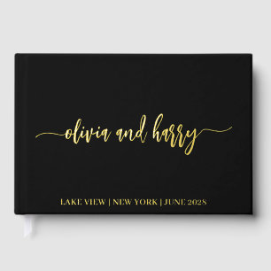Echte gouden folie Elegante moderne namen Guestboo Gastenboek