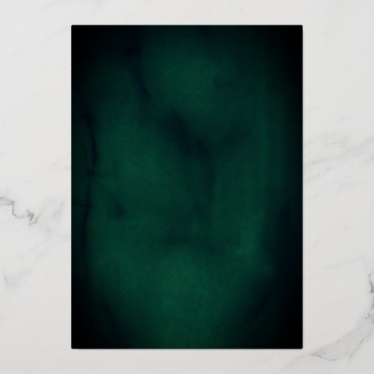 Echte Gouden Folie Emerald Bloemen Kant Script Wed Folie Uitnodiging (Achterkant)