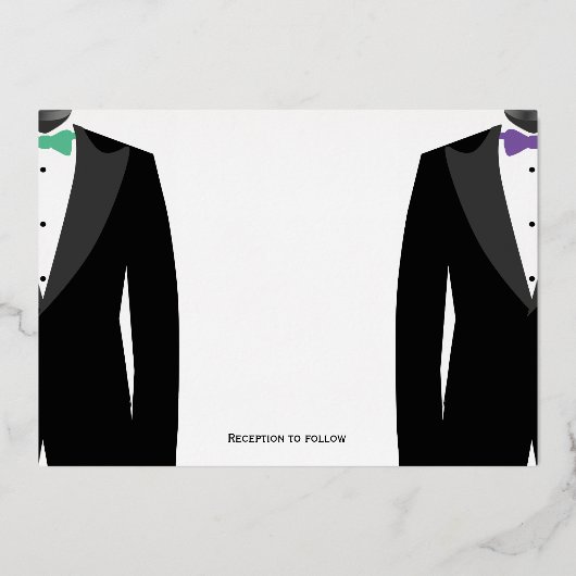 Echte gouden folie gay trouw uitnodiging groen en  (Achterkant)