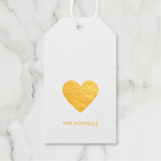 Echte gouden folie hart elegante moderne minimalis cadeaulabels (Voorkant)