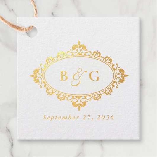 Echte gouden folie krans Elegant witgoud bruiloft Bedankjes Labels (Voorkant)