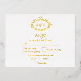 Echte Gouden Folie Krans Witte Huwelijk RSVP Uitnodiging Briefkaart