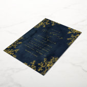 Echte Gouden Folie Marine Bloemen Kant Script Trou Uitnodiging (Gedraaid)