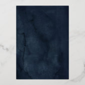 Echte Gouden Folie Marine Bloemen Kant Script Trou Uitnodiging (Achterkant)