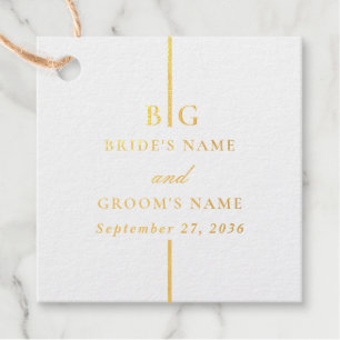 Echte Gouden Folie Minimalistische Elegante Monogr Bedankjes Labels