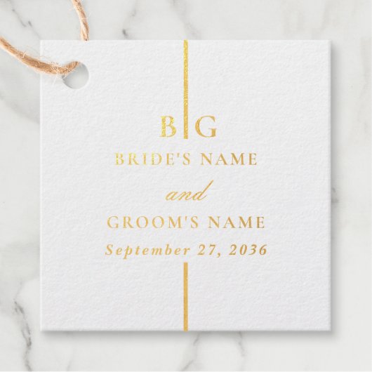 Echte Gouden Folie Minimalistische Elegante Monogr Bedankjes Labels (Voorkant)