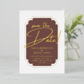 Echte Gouden Folie Moderne Trouw Save The Date Lea Folie Uitnodiging (Staand Voorkant)