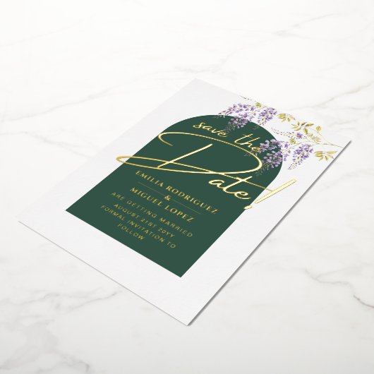 Echte gouden folie moderne trouwkaart Save The Dat Folie Uitnodiging (Gedraaid)