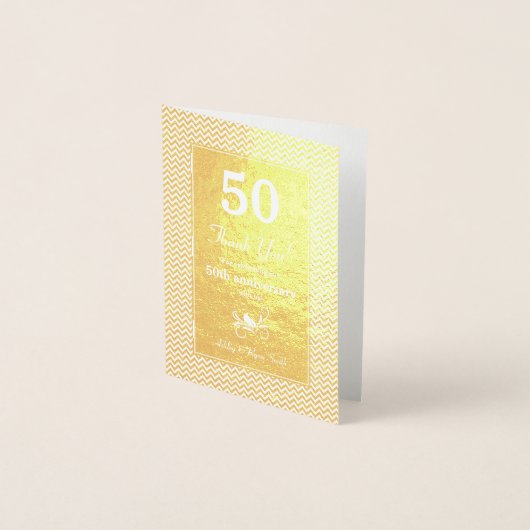 Echte Goudfolie Zigzag 50e Jubileum Dank u Folie Kaarten (Voorkant)