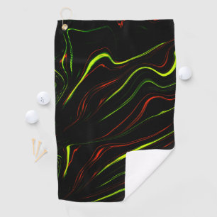 Echte groene en rode langgolvende sporen op zwart golfhanddoek