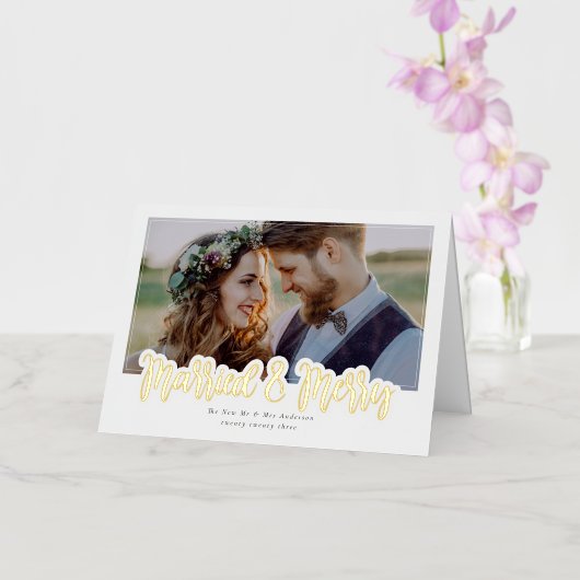 Echte huwelijksfoto folie feestdagenkaart (Orchidee)