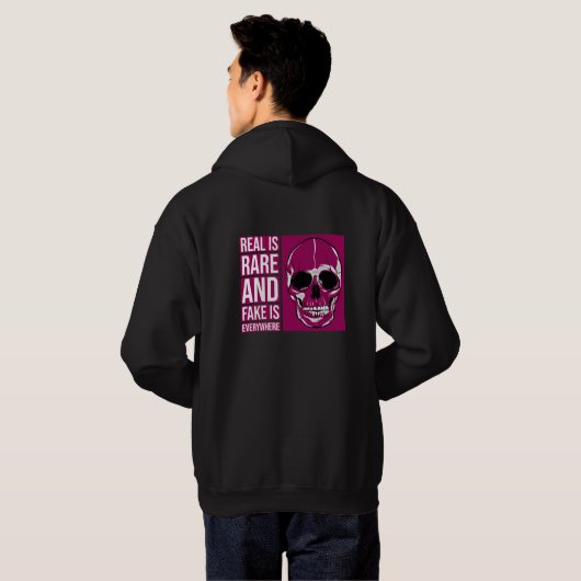 Echte is zeldzaam en nep is overal design hoodie (Achterkant volledig)