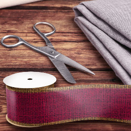 Echte jute textuur eenvoudig rustiek burgundyrood lint