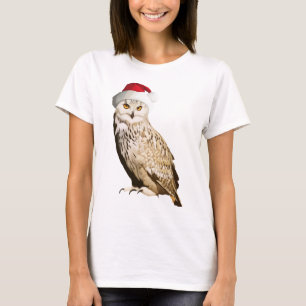 Echte kerstbosuil met een hapje en een feest t-shirt