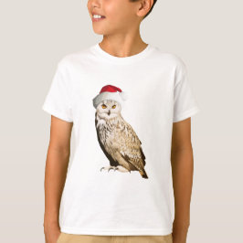 Echte kerstbosuil met een hapje en een feest t-shirt