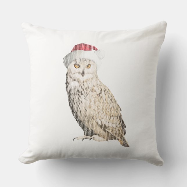 Echte kerstbosuil met één tricot-effect kussen (Voorkant)