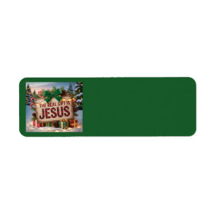 Echte Kerstcadeau Jezus Adreslabels Etiket