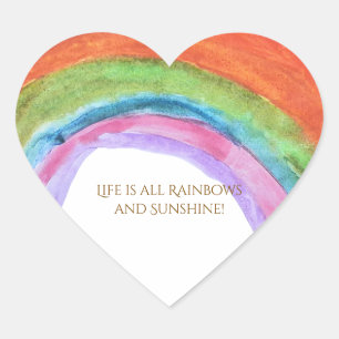 Echte Kinderen Regenboog Waterverf Verjaardag Hart Sticker