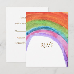Echte Kinderen Regenboog Waterverf Verjaardag RSVP Kaartje