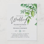 Echte kleuren - GREENERY Budget Wedding Invitation (Voorkant)