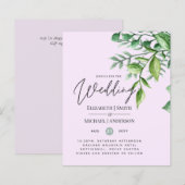 Echte kleuren - GREENERY Budget Wedding Invitation (Voorkant / Achterkant)