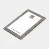 Echte koeienhuid lederen uitstraling monogram naam post-it® notes (Schuin)