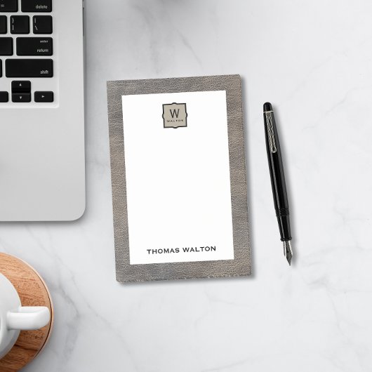 Echte koeienhuid lederen uitstraling monogram naam post-it® notes