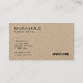 Echte Kraft Papier Moderne Sjabloon Professionele  Visitekaartje (Achterkant)