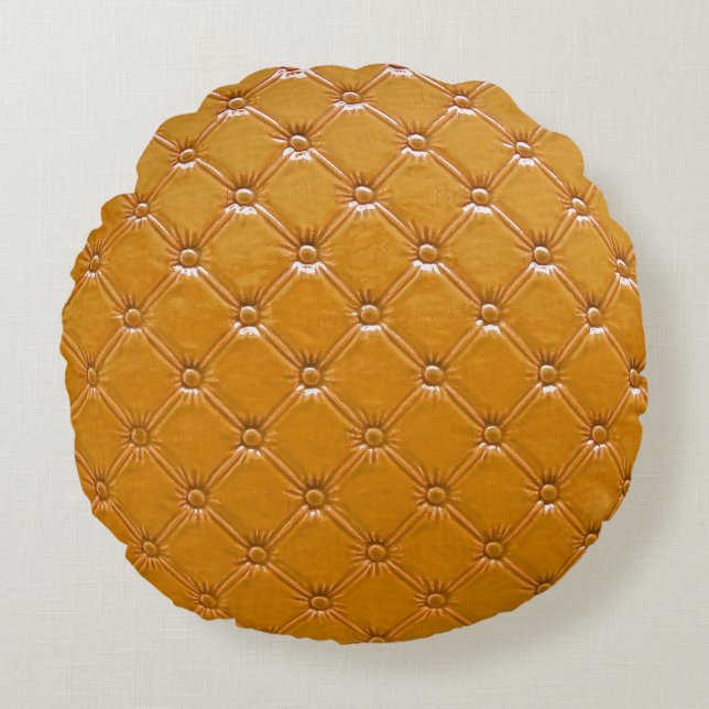 Echte lederen bekleding: decoratief motief. rond kussen (Voorkant)