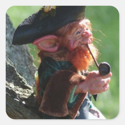 echte leprechaun vierkante sticker (Voorkant)