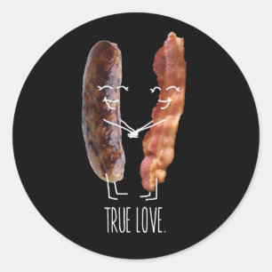 Echte liefde. Bacon en worst Ronde Sticker