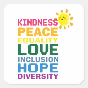 Echte liefde integratie Gelijkheid Diversiteit Vierkante Sticker