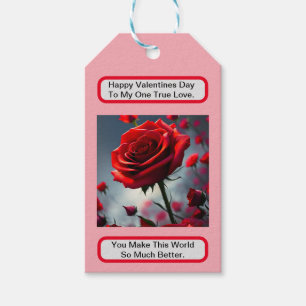 Echte Liefde Rode Roos, Valentijnsdag Gift Tag Cadeaulabel