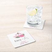 Echte Liefde Roze Blos Pompoen Rustieke Bruidsdouc Vierkante Kartonnen Onderzetter (Insitu)