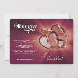 Echte Liefde Roze Gouden Hartjes Trouwkaart Aankondiging