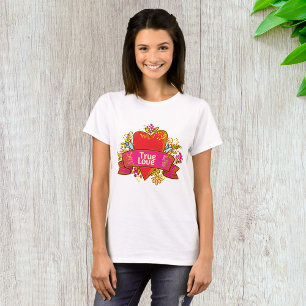Echte Liefdeshartlint met Bloemmotieven T-shirt