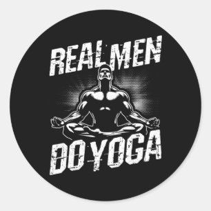Echte Mannen Doen Aan Yoga Funny Yoga Houden Aan Ronde Sticker
