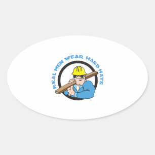 ECHTE MANNEN DRAAG HARDE PETTEN OVALE STICKER