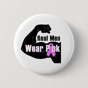 Echte Mannen Draag Roze Borstkanker Button