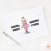 Echte Mannen Draag roze grappige fat Guy Ballet Ovale Sticker (Envelop)